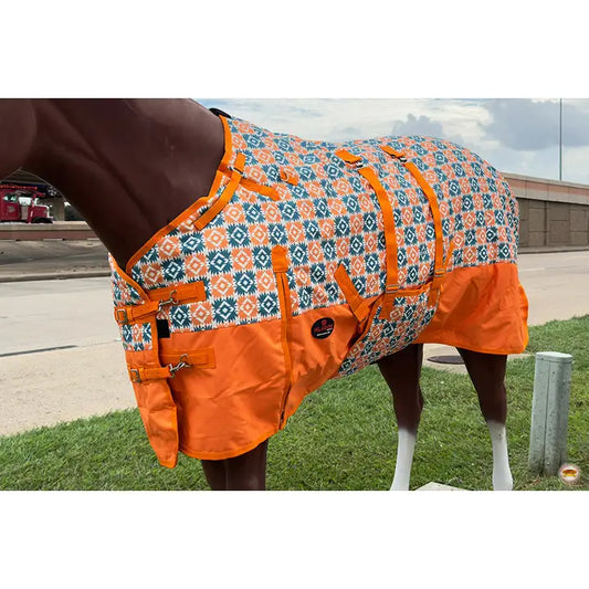 HILASON 1200D Winter Waterproof Horse Turnout Blanket Belly Wrap Floral Motif