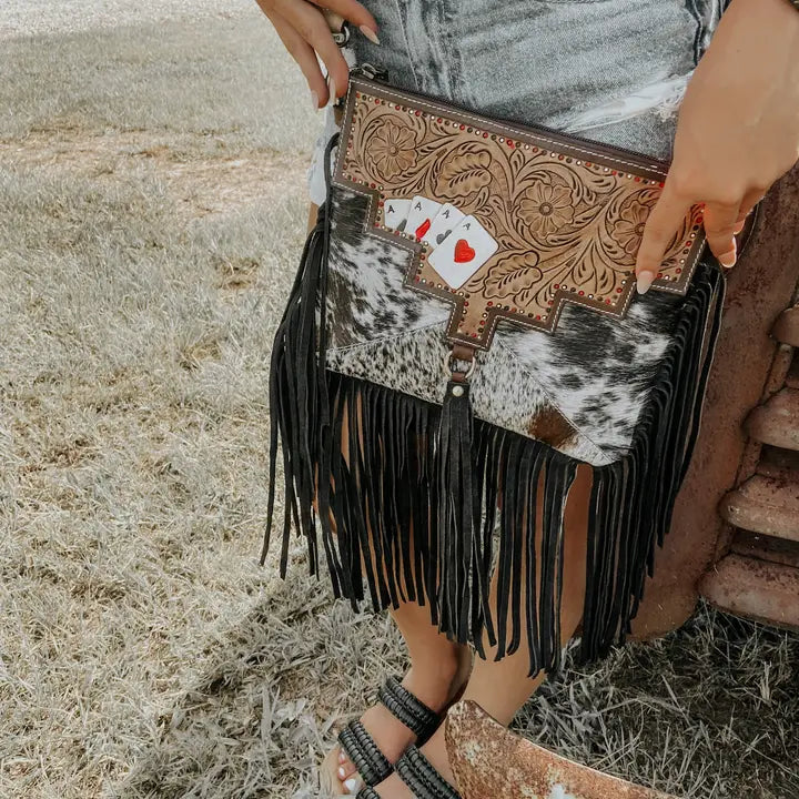 Ace Cowhide and Tooled Leather Western Purse