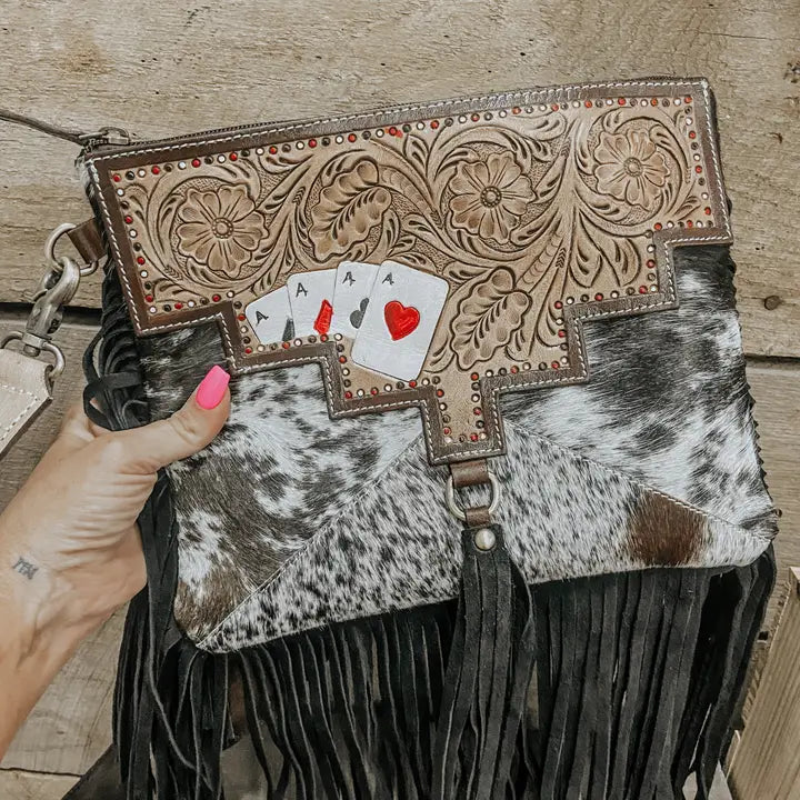 Ace Cowhide and Tooled Leather Western Purse