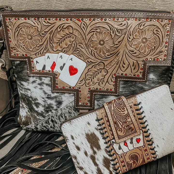 Ace Cowhide and Tooled Leather Western Purse
