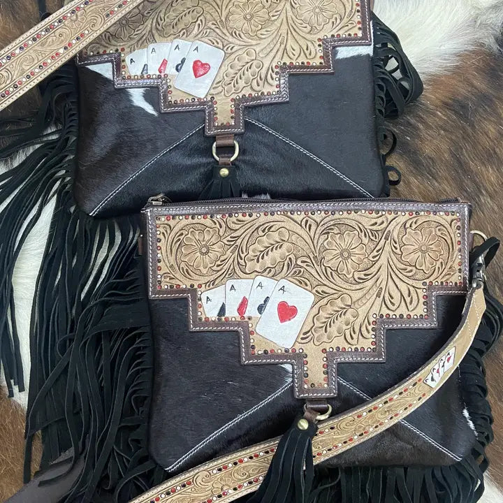 Ace Cowhide and Tooled Leather Western Purse