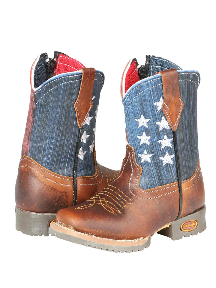 Jar Boots Children's USA Cowboy Boot Brown Leather