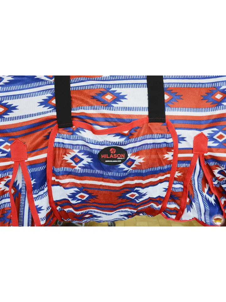 66"-84" Horse Fly Sheet Uv Protect Mesh Red White Blue Aztec