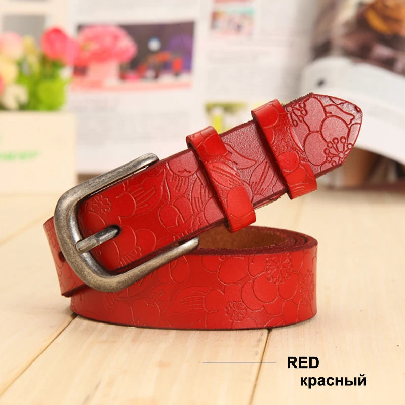 Women Thin Genuine Leather Equestrian Belt