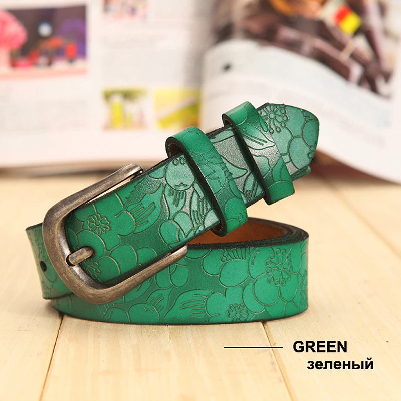 Women Thin Genuine Leather Equestrian Belt