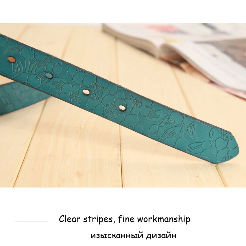 Women Thin Genuine Leather Equestrian Belt