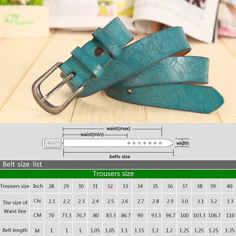 Women Thin Genuine Leather Equestrian Belt