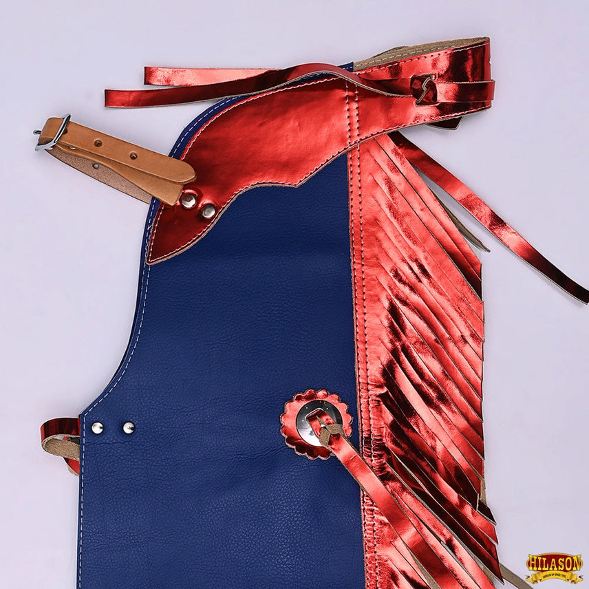 Hilason Western Pro Rodeo Bull Riding Chaps Leather Youth Kids