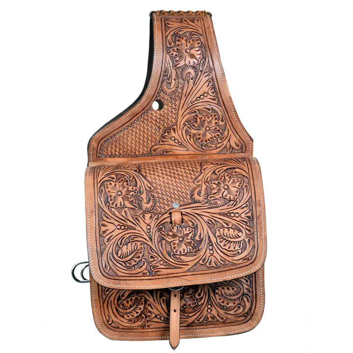 HILASON Western Horse Leather Saddle Bag Heavyduty Traditional Trail Ride Oiled Tan