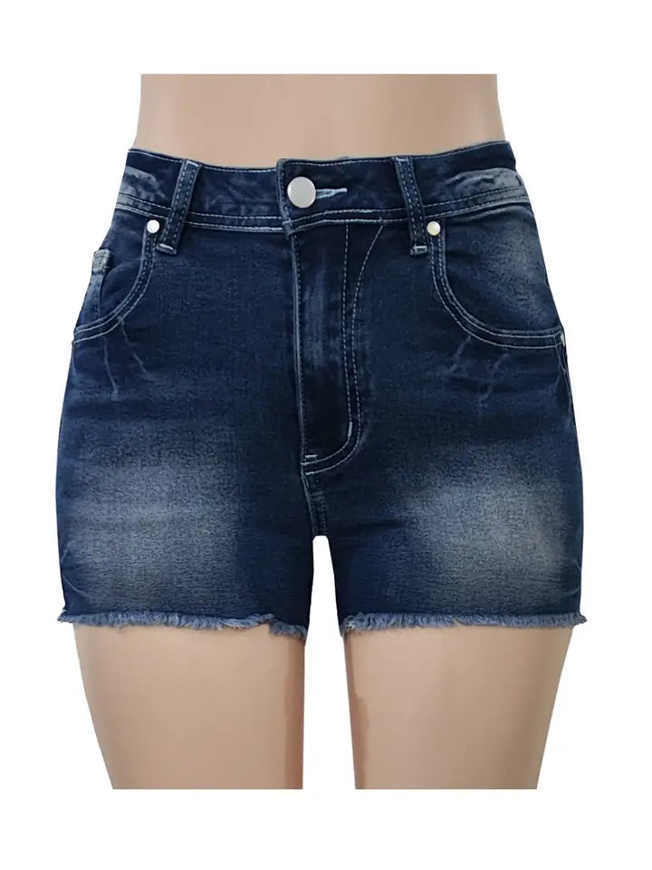 Horseshoe Embroidered Denim Shorts