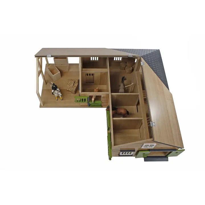 Kids Globe 1:24 Scale Wooden Horse Stable Toy with 4 Stalls