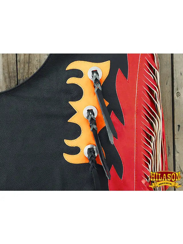 Youth Child Rodeo Bronc Bull Riding Show Leather Chaps Black/Red