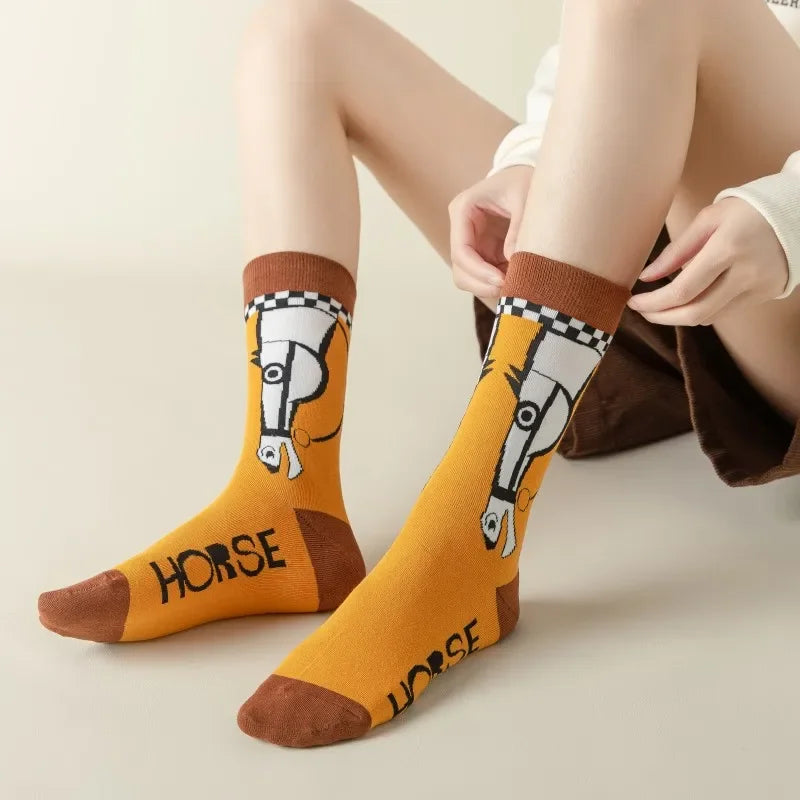 Set of 5 Pairs of Fun Horse Themed Socks