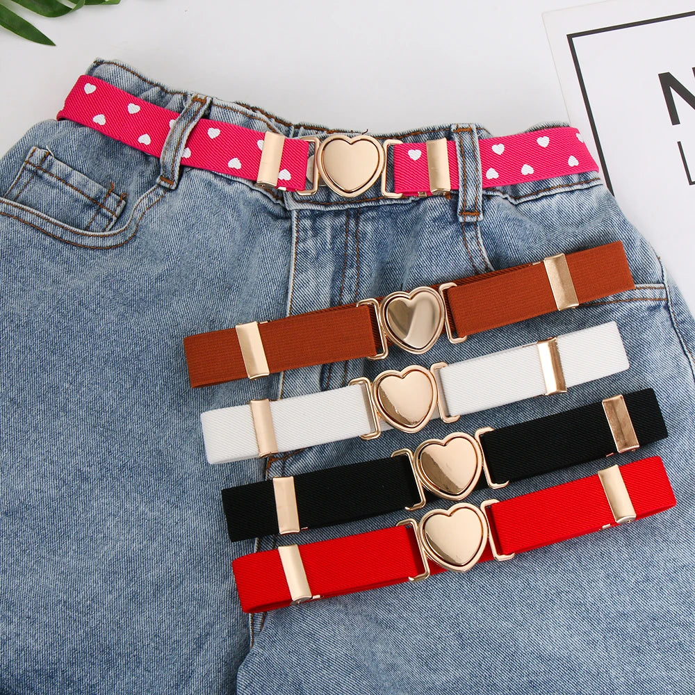 Equestrian Kids Elastic Stretch Belt with Heart Clasp