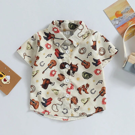 Western Button Up Baby Toddler Shirt