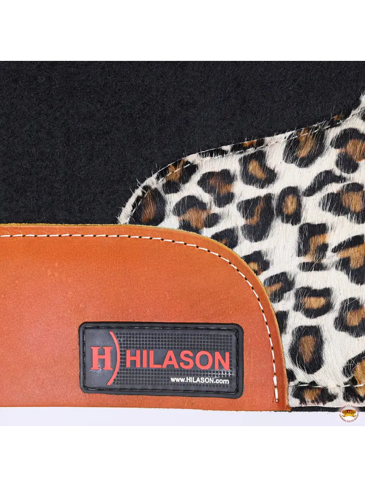 Wool Felt Horse Saddle Pad with Cheetah Print Leather