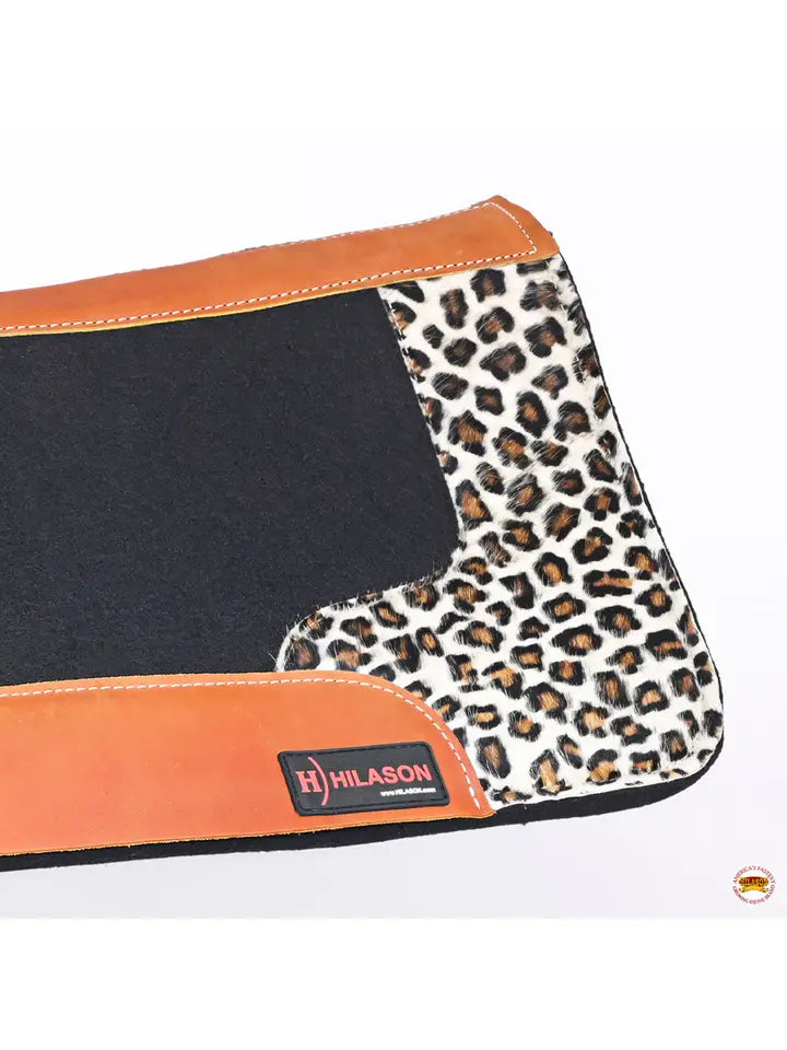 Wool Felt Horse Saddle Pad with Cheetah Print Leather