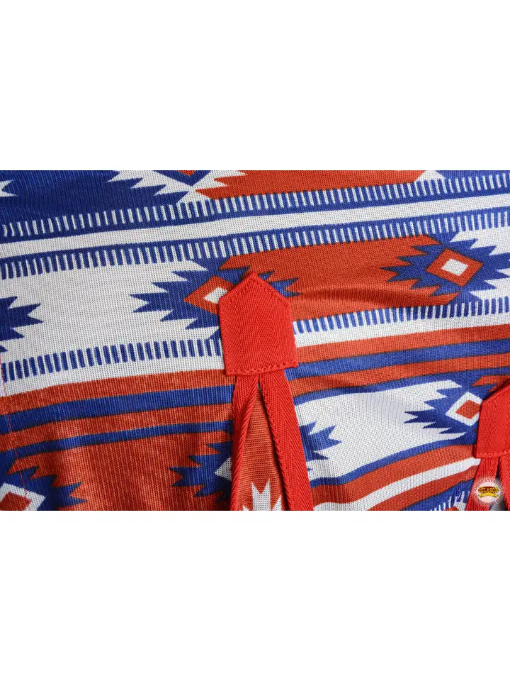66"-84" Horse Fly Sheet Uv Protect Mesh Red White Blue Aztec