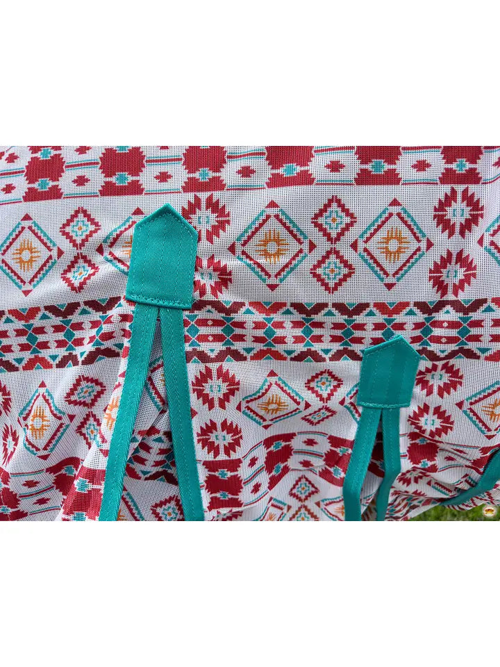 66"-84" Horse Fly Sheet Uv Protect Mesh Bug Mosquito Summer White Aztec