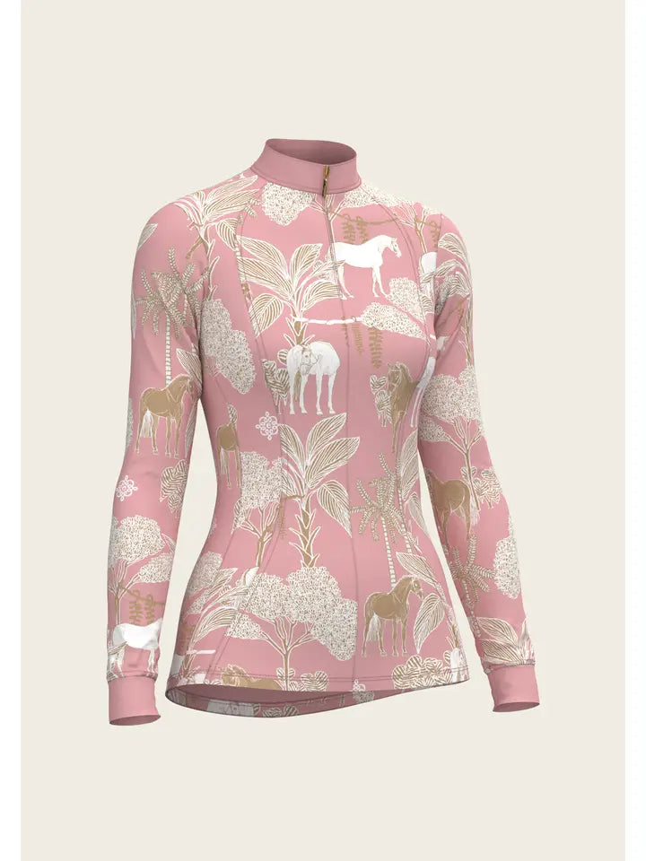 Island Horses On Rose Quarter Zip Sun Shirt