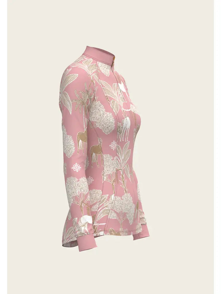 Island Horses On Rose Quarter Zip Sun Shirt