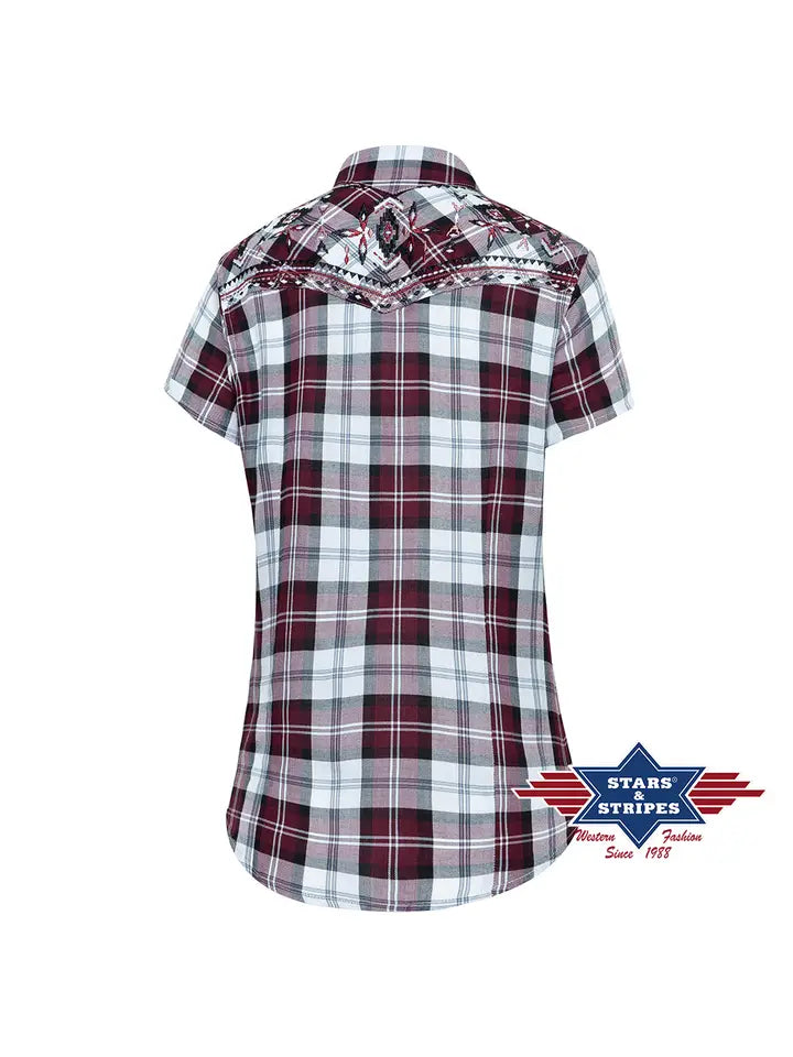 Pasadena Short Sleeve Women's Western Shirt - Red Checkers
