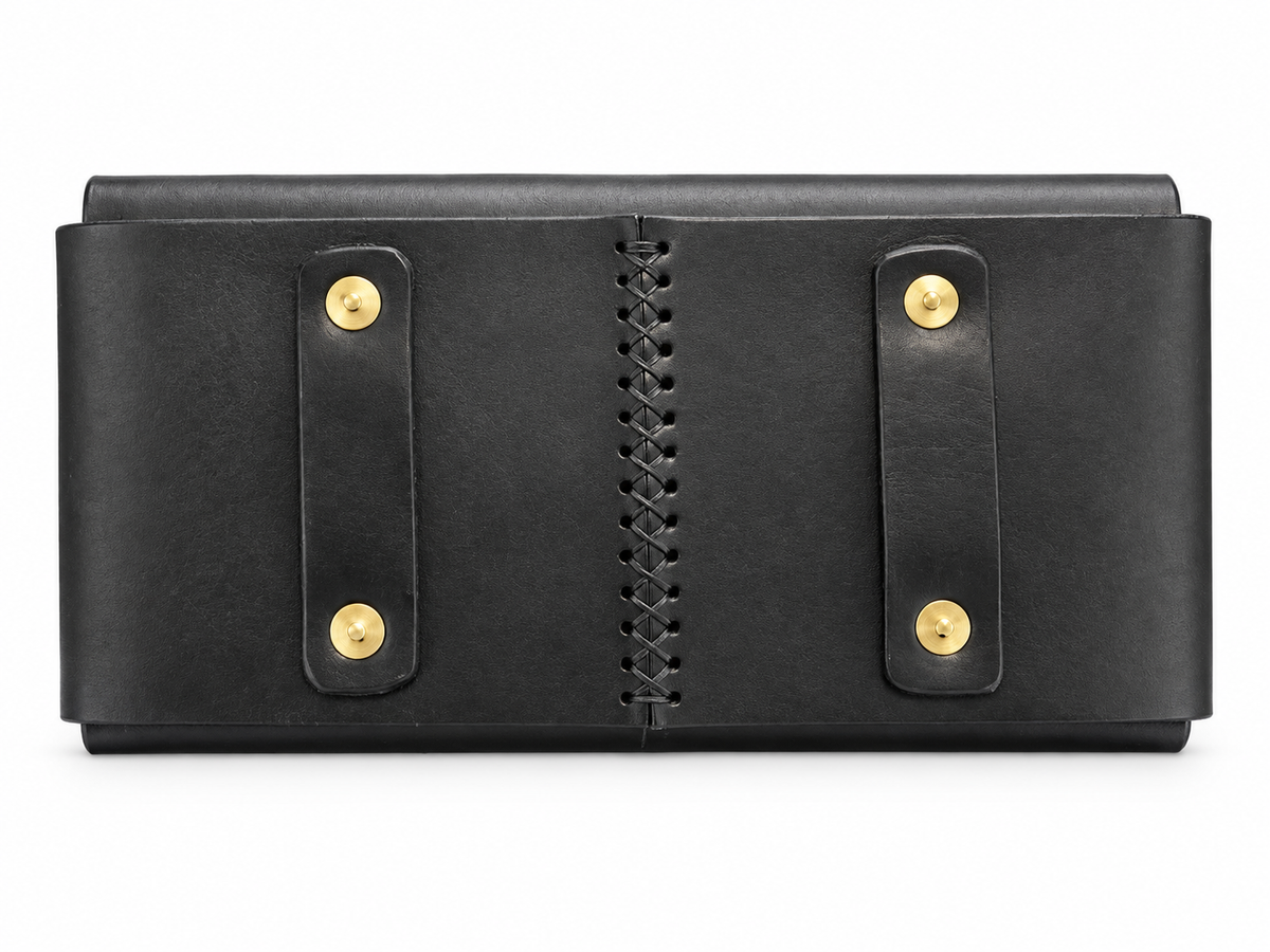 Handmade Italian Leather Equestrian Belt Phone Wallet – Classic Black