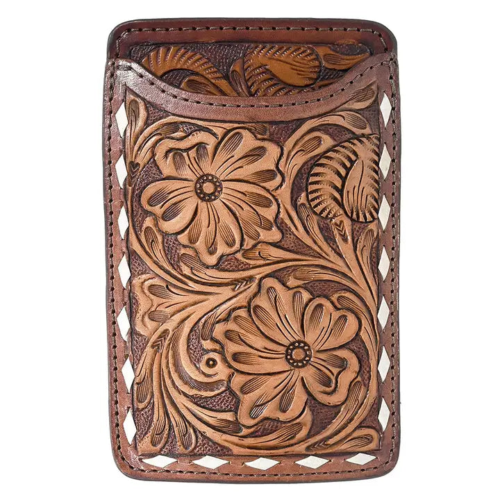 Stylish Hand Tooled Leather Smartphone Cell Phone Holder
