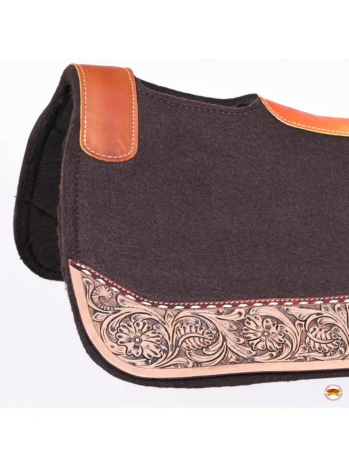 32" X 30" Western Wool Felt Horse Saddle Pad w/ Tooled Border
