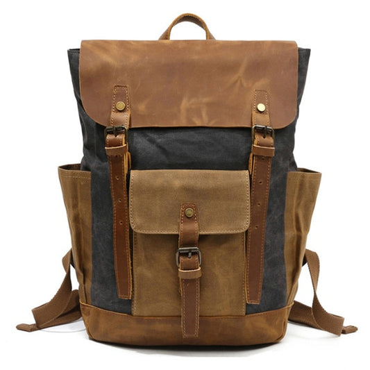 Rugged Vintage Style Leather Rucksack Backpack
