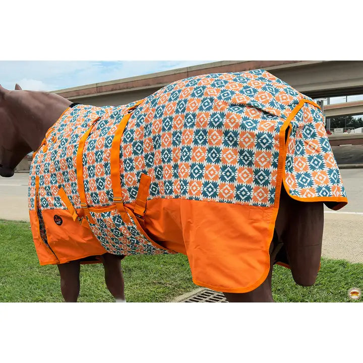HILASON 1200D Winter Waterproof Horse Turnout Blanket Belly Wrap Floral Motif