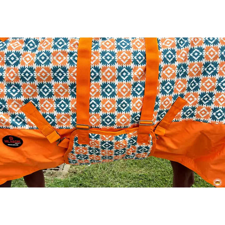 HILASON 1200D Winter Waterproof Horse Turnout Blanket Belly Wrap Floral Motif