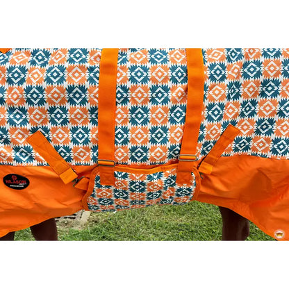 HILASON 1200D Winter Waterproof Horse Turnout Blanket Belly Wrap Floral Motif