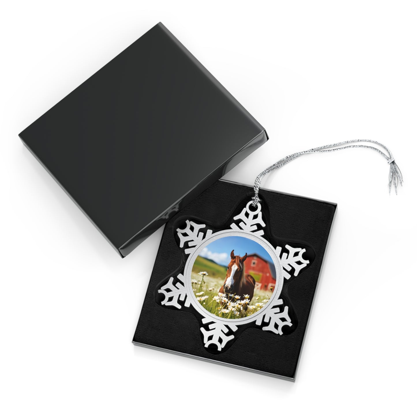 Farm Horse Pewter Snowflake Ornament