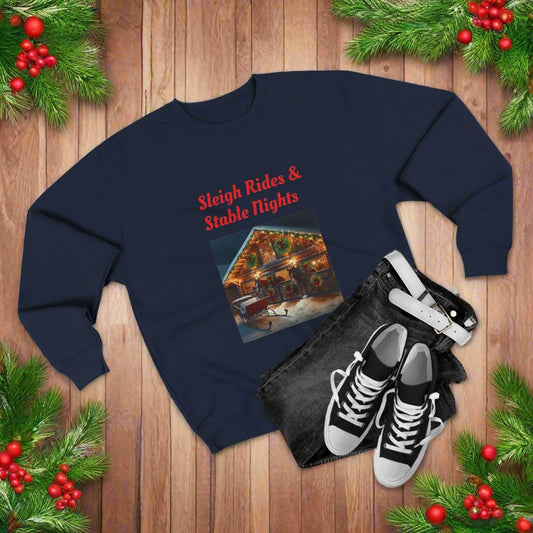 Sleigh Rides & Stable Nights Unisex Crewneck Sweatshirt - Cozy Holiday Apparel