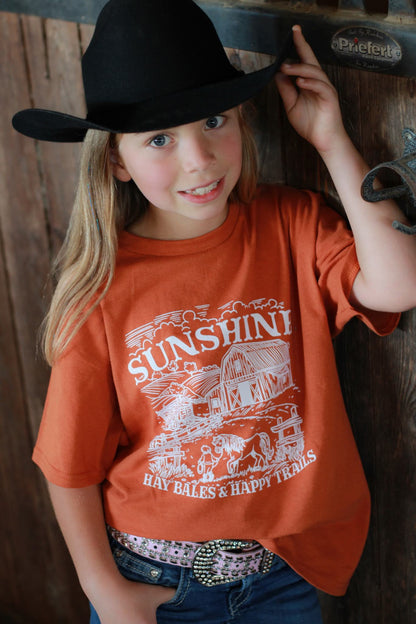 Sunshine, Hay Bales and Happy Trails Kids Tee