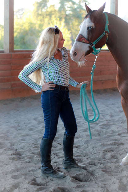 Huntress Houndstooth Equestrian Riding Shirt