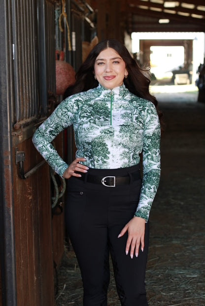 The Manor Ride - Green Equestrian Toile Riding Shirt
