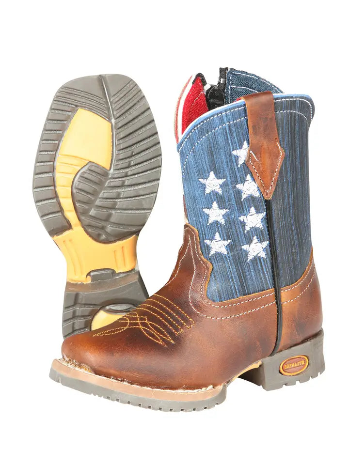 Baby Rodeo Cowboy Boots Genuine Leather - Honey - Jar Boot's