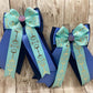 Horse Show Bows - Aqua Bits on Periwinkle and Navy