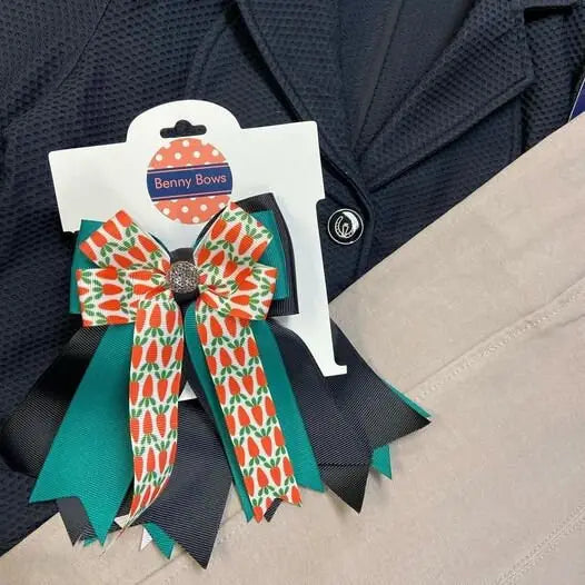 Horse Show Bows - Carrots on Jade & Black - Spring