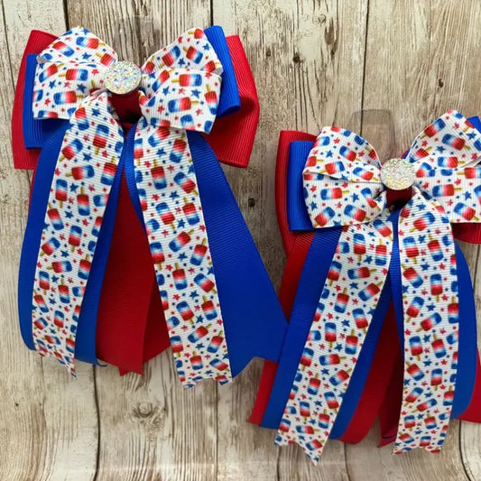 Horse Show Bows - 4th of July - USA - Popsicles - Red White