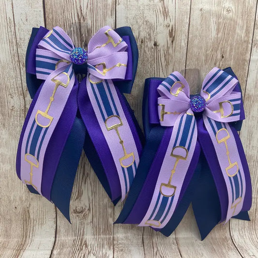 Horse Show Bows - Purple and Navy Bit Bows