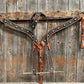 Copper and Silver Dot Two Tone Turquoise and Fringe Headstall & Breastcollar Tack Set