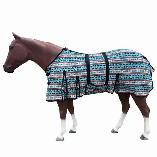 66"-84" Hilason Horse Fly Sheet Uv Protect Mesh Bug Mosquito Summer White Turquoise