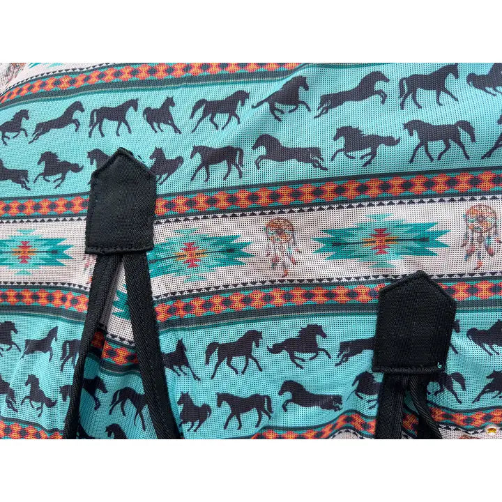 66"-84" Hilason Horse Fly Sheet Uv Protect Mesh Bug Mosquito Summer White Turquoise