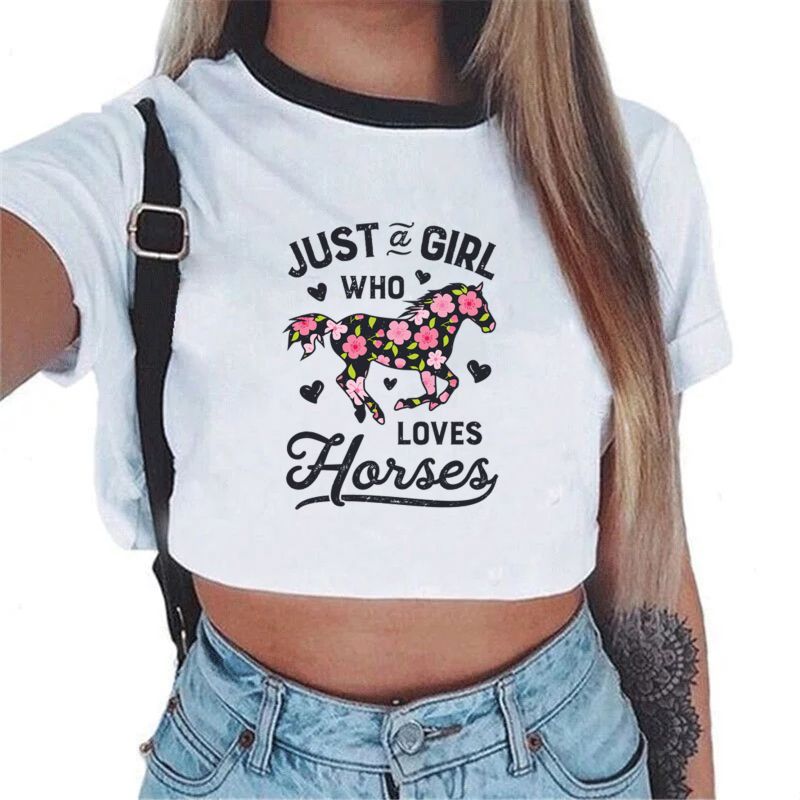 Just A Girl Who Loves Horses - Junior Crop Tee