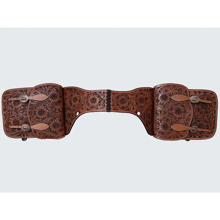 Hilason Western Horse Floral Heavy-Duty Trail Ride Genuine Leather Saddle Bag