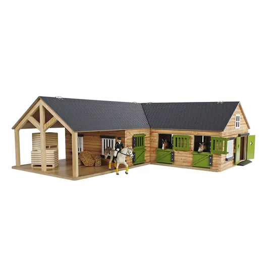 Kids Globe 1:24 Scale Wooden Horse Stable Toy with 4 Stalls