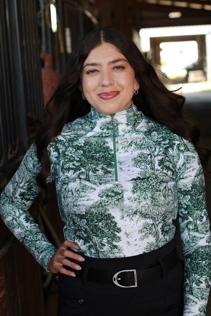 The Manor Ride - Green Equestrian Toile Riding Shirt